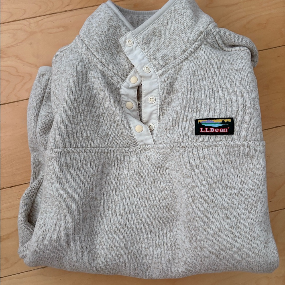 L.L. Bean Cream Fleece-Lined Pullover